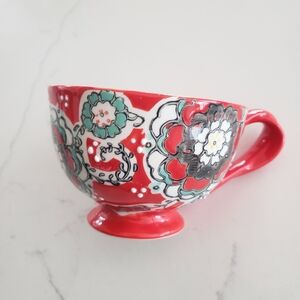 New Anthro Elka Ayaka Red Cup Mug Twisted Handle Rare